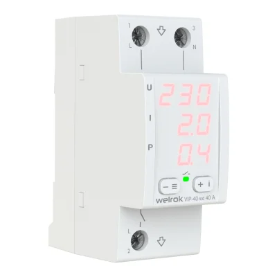 Реле напряжения с контролем тока Welrok VIP-40 red